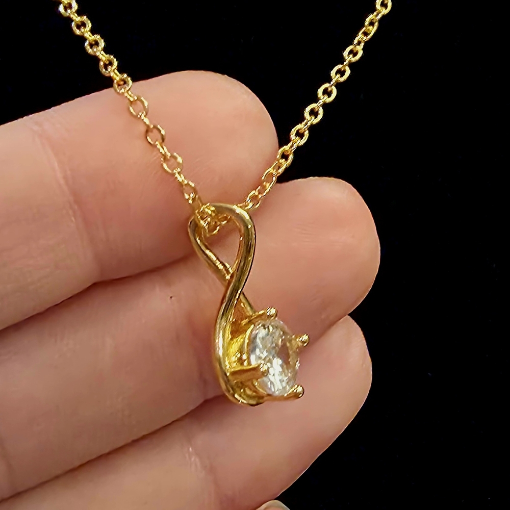 Certified 2 Carat Moissanite 18k Gold Plated Over Sterling Silver Necklace - Picture 12 of 13